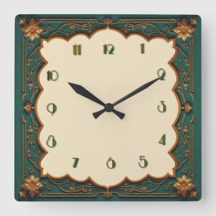 Art Deco Groen Vierkante Klok
