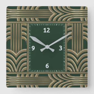 Art Deco-groen Vierkante Klok