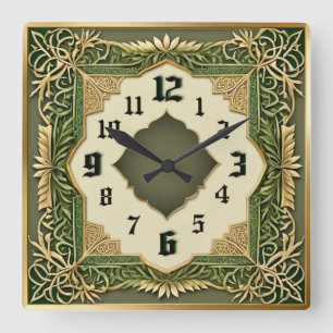 Art Deco Groen Vierkante Klok