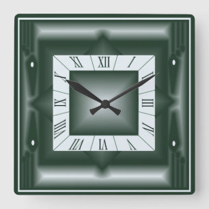 Art Deco-groen Vierkante Klok
