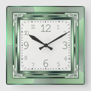 Art Deco-groen Vierkante Klok