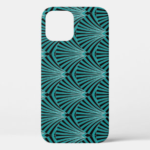 Art Deco: groen waaierpatroon. iPhone 12 Hoesje