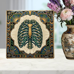 Art Deco Groene Ribbenkast Skelet Anatomisch Tegeltje