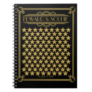 Art Deco Grote Gatsby 1920 Bruiloft gastenboek Notitieboek
