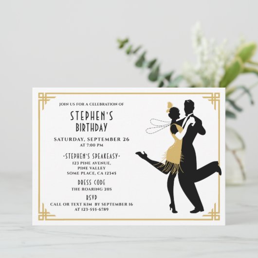 Art Deco/Grote Gatsby/Roaring 1920s Verjaardagsfee Kaart (Staand voorkant)