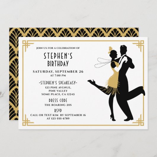 Art Deco/Grote Gatsby/Roaring 1920s Verjaardagsfee Kaart (Voorkant / Achterkant)