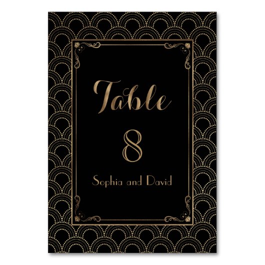 Art Deco Grote Gatsby Trouwtafel NUMMER Kaart (Achterkant)