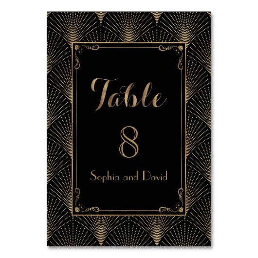 Art Deco Grote Gatsby Trouwtafel NUMMER Kaart (Achterkant)