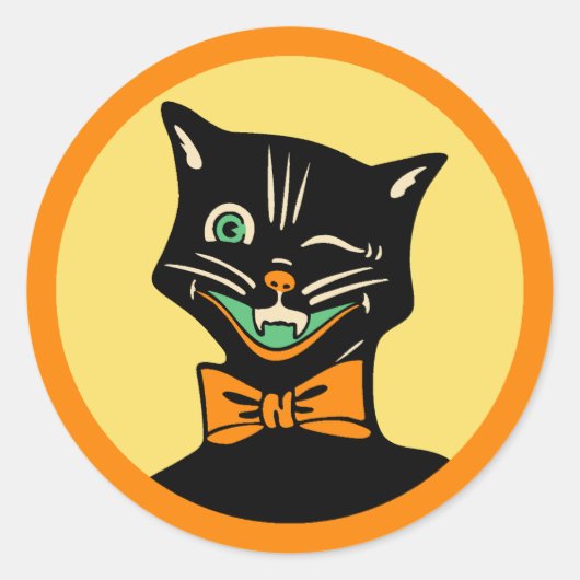 Art Deco Halloween Cat Sticker (Voorkant)