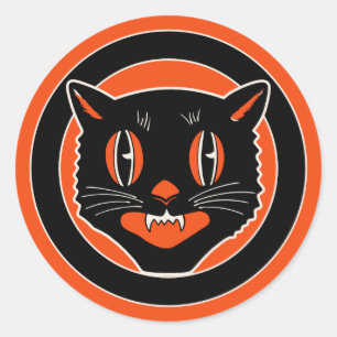 Art Deco Halloween Cat Sticker