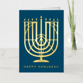 Art Deco Hanukkiah Menorah Happy Hanukkah Folie Feestdagenkaart (Voorkant)