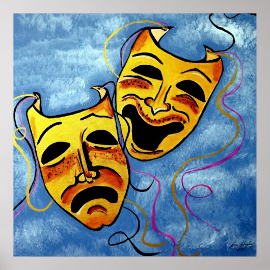 ART DECO HAPPY EN SAD POSTER (Voorkant)