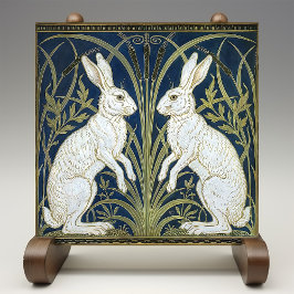 Art Deco Hares Wall Decor Art Nouveau Rabbit Tegeltje