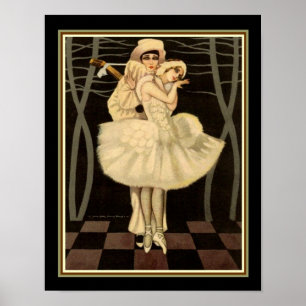 Art Deco Harlequin Print- "Pierrot & Pierrette" Poster