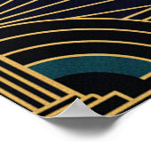 Art Deco Harpist Silhouette Poster Gold and Black  (Coin)