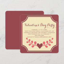 Art Deco Heart Floure Valentijnse Partij Kaart