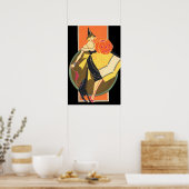 Art Deco Heks Jack O Lantern Pompoen Poster (Keuken)