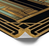 Art Deco Hemeltempelposter | Gouden Zonnestraal Poster (Hoek)