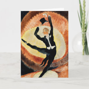 Art Deco Heren Danser Tophoed 1920s Vintage Feestdagen Kaart