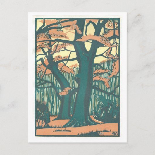  art deco Herfst/herfstbomen Briefkaart (Voorkant)