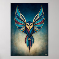 Art Déco Hibou Abstrait Géométrique Oiseau Art Mur