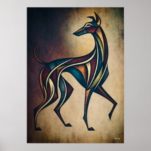 Art Deco Hond Abstract Geometrisch Dierenmuurkunst Poster