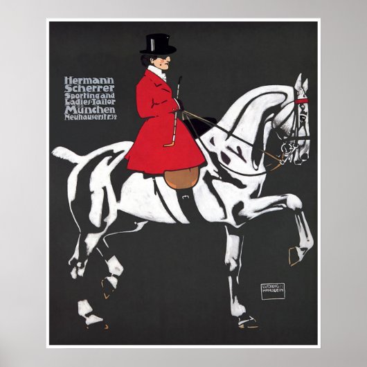 ART DECO HORSE et RIDER : Poster d'art (Devant)