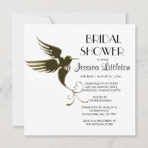 Art Deco Hummingbird Bridal Shower Invitations Kaart