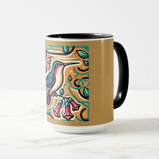 Art Deco Hummingbird Mok (Voorkant rechts)