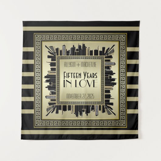 Art Deco huwelijksjubileum Champagne Goud Gatsby Wandkleed (Voorkant)