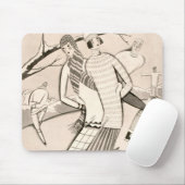 Art Deco Ice Skaters Winter Snow  Muismat (Met muis)