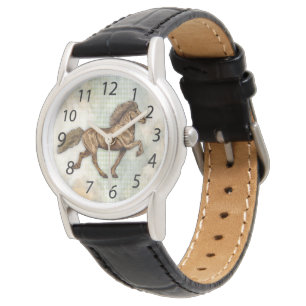 Art Deco IJslandse paarden Horloge