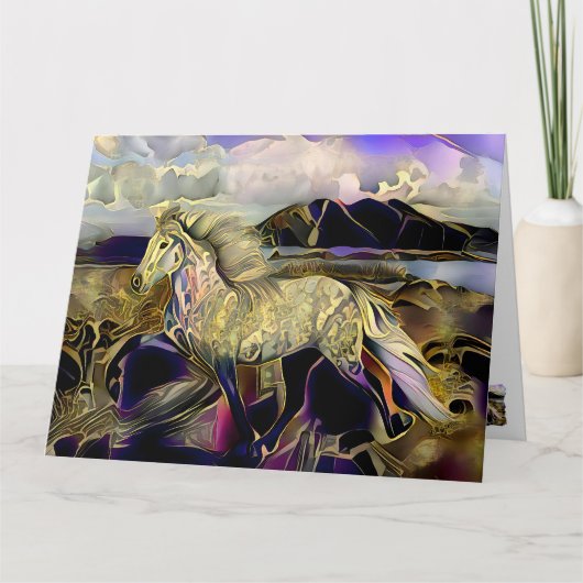 Art Deco IJslandse paarden Kaart (Voorkant)