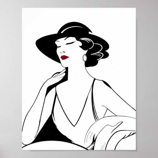 Art Déco Illustré Femme Glamour (Devant)