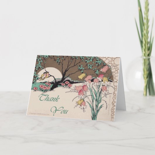 Art Déco Imprime des Inséparables Cartes de remerc (Devant)