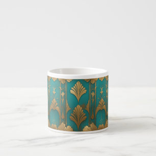 Art Deco in blauw en goud Espresso Kop