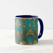 Art Deco in blauw en goud Mok (Voorkant rechts)