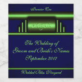 Art Deco in elektrisch groen en marineblauw Wijn Etiket (Enkel label)