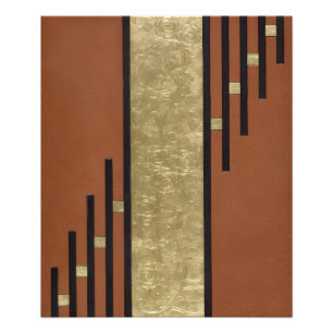 Art Deco in goud en bruin Foto Afdruk