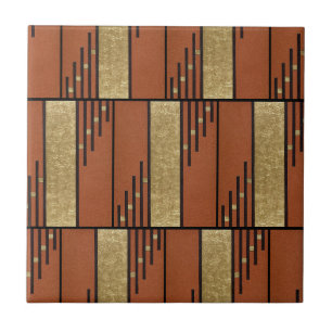 Art Deco in goud en bruin Tegeltje