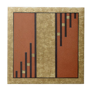 Art Deco in goud en bruin Tegeltje