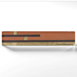 Art Deco in goud en taupe Naambordje