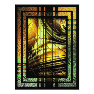 Art Deco in Green en Gold Photo Print Foto Afdruk