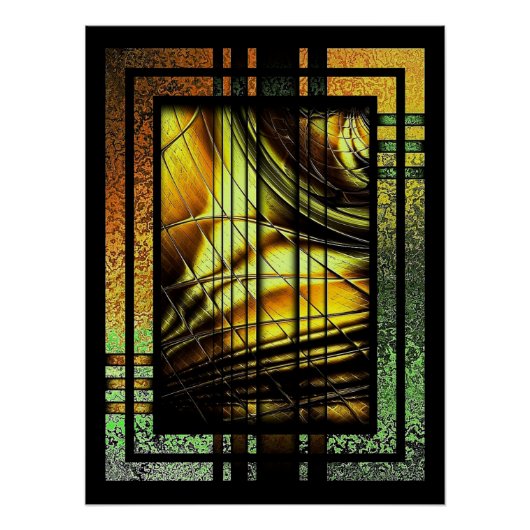 Art Deco in groen en goud Perfect Poster (Voorkant)