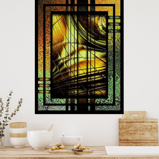 Art Deco in groen en goud Poster (Keuken)