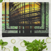 Art Deco in groen en goud Theedoek (Gevouwen)