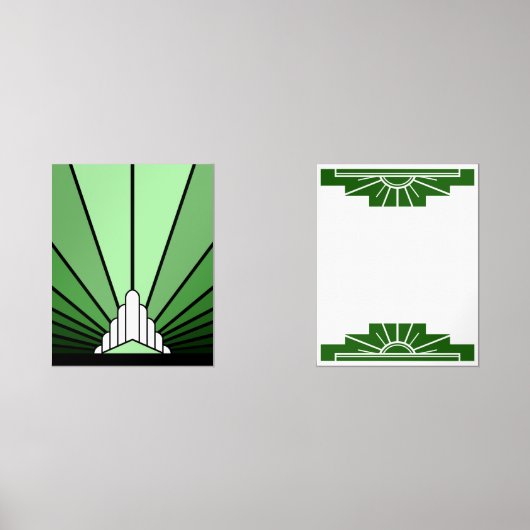 Art deco in het groen muurkunst sets (Voorkant)