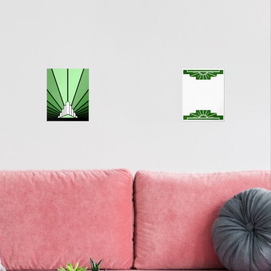 Art deco in het groen muurkunst sets (Woonkamer)