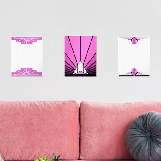 Art deco in roze muurkunst sets (Woonkamer)