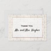 Art Deco in White en gouden bladbruiloft bedankt (Voorkant / Achterkant)